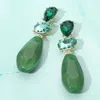 Fashnzfab Bold Faceted Stone Cluster Marbled Teardrop Resin Stone Link Drop Earrings In Green