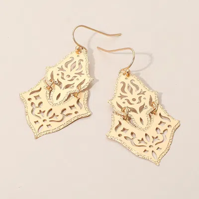 Fashnzfab Bold Filigree Drop Dangle Earrings In Gold