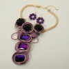 Fashnzfab Bold Floral Accent Artistic Colorful Wire Coil Statement Necklace In Blue