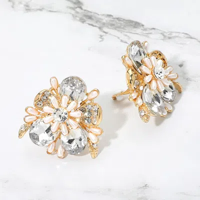 Fashnzfab Bold Floral Evening Clip On Earrings In Multi