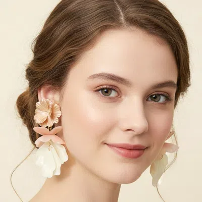 Fashnzfab Bold Floral Petal Drop Statement Earrings In Multi