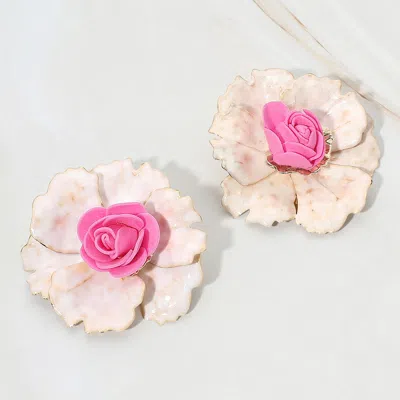 Fashnzfab Bold Floral Rose Accent Statement Earrings In Pattern