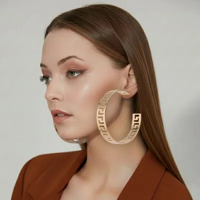 Fashnzfab Bold Geometric Cutout Metal Hoop Earrings In Gold