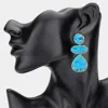 Fashnzfab Bold Geometric Link Drop Statement Earrings In Blue