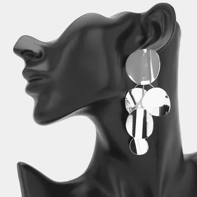 Fashnzfab Bold Geometric Metal Disc Drop Statement Earrings In Metallic