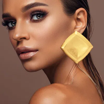 Fashnzfab Bold Geometric Metal Statement Earrings In Gold