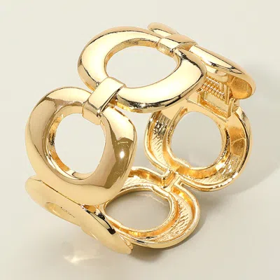 Fashnzfab Bold Geometric Open Link Statement Hinged Bangle Bracelet Gold