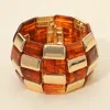 Fashnzfab Bold Geometric Resin Metal Beaded Wide Stretch Bracelet In Multi