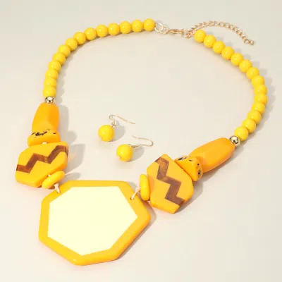 Fashnzfab Bold Geometric Resin Statement Necklace In Orange