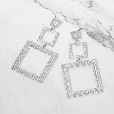 Fashnzfab Bold Geometric Triple Square Link Drop Statement Earrings 1.4" X 2.5" In Multi