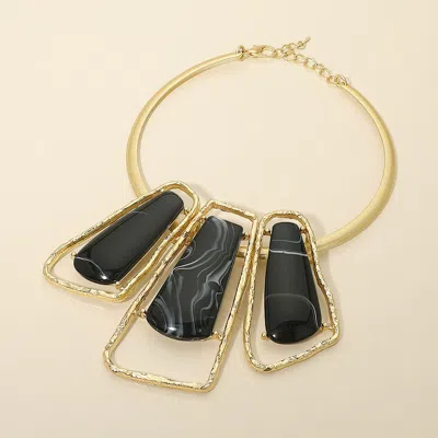 Fashnzfab Bold Geometric Triple Stone Accent Choker Necklace In Multi