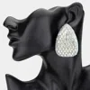Fashnzfab Bold Glam Rhinestone Embellished Teardrop Earrings - Ab, Gold In White