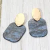 Fashnzfab Bold Glitter Resin Geometric Plate Drop Statement Earrings In Blue
