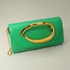 Fashnzfab Bold Hardware Accent Faux Leather Evening Clutch Bag / Crossbody Bag In Green
