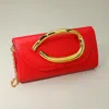 Fashnzfab Bold Hardware Accent Faux Leather Evening Clutch Bag / Crossbody Bag In Red