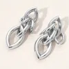Fashnzfab Bold Interlocking Link Statement Earrings In Silver