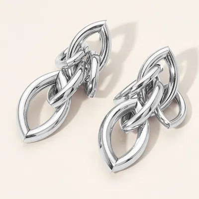 Fashnzfab Bold Interlocking Link Statement Earrings In Silver