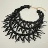 Fashnzfab Bold Layered Coral Statement Necklace In Black