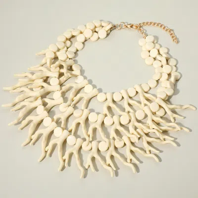 Fashnzfab Bold Layered Coral Statement Necklace In Burgundy