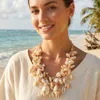 Fashnzfab Bold Layered Shell Charm Statement Necklace In Multi