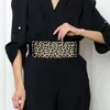 Fashnzfab Bold Leopard Metal Plate Elastic Belt In Multi