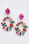 Fashnzfab Bold Long-line Crystal Accent Earrings In Pattern
