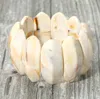 Fashnzfab Bold Marbled Oval Penal Beaded Stretch Bracelet In Neutral