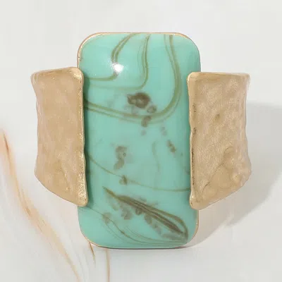 Fashnzfab Bold Marbled Rectangular Resin Accent Hinged Statement Bangle Bracelet In Multi
