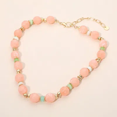 Fashnzfab Bold Marbled Resin Ball Beaded Necklace In Metallic