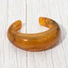 Fashnzfab Bold Marbled Resin Cuff Bracelet In Brown