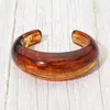 Fashnzfab Bold Marbled Resin Cuff Bracelet In Brown