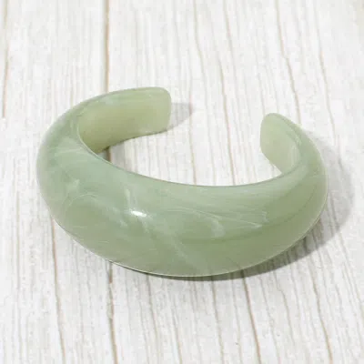 Fashnzfab Bold Marbled Resin Cuff Bracelet In Green