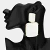 Fashnzfab Bold Marbled Resin Rectangle Drop Statement Earrings In White