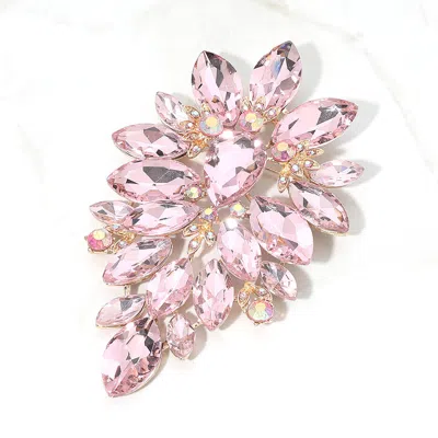 Fashnzfab Bold Marquise Stone Cluster Embellished Pin Brooch In Pink