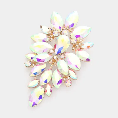 Fashnzfab Bold Marquise Stone Cluster Embellished Pin Brooch In Pink