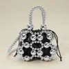 Fashnzfab Bold Metal Ball Beaded Top Handle Mini Crossbody Bag In Silver