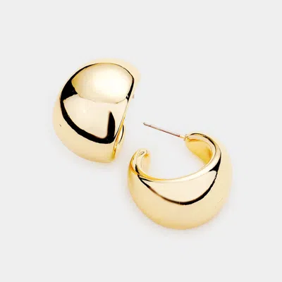Fashnzfab Bold Metal Half Hoop Earrings - Gold