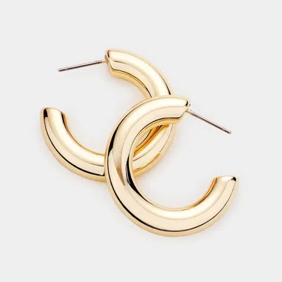 Fashnzfab Bold Metal Half Hoop Earrings - Gold