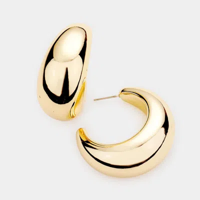 Fashnzfab Bold Metal Half Hoop Earrings - Gold