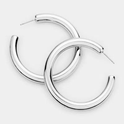Fashnzfab Bold Metal Half Hoop Earrings In Silver