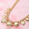 Fashnzfab Bold Metal Heart Charm Station Necklace In Gold