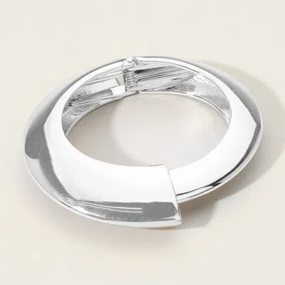 Fashnzfab Bold Metal Hinged Bangle Bracelet Rhodium In Multi