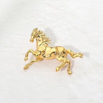 Fashnzfab Bold Metal Horse Pin Brooch In Gold