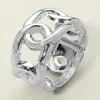 Fashnzfab Bold Metal Sculptural Chain Link Hinged Bangle Bracelet Rhodium In Multi