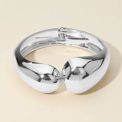 Fashnzfab Bold Metal Sculptural Hinged Bangle Bracelet Rhodium In Multi