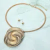 Fashnzfab Bold Metal Spiral Pendant Accent Statement Necklace In Gold