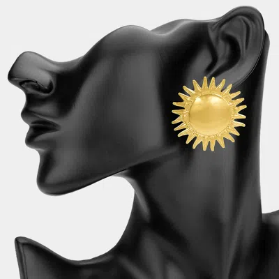 Fashnzfab Bold Metal Sunburst Statement Earrings In Gold