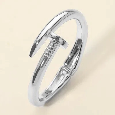 Fashnzfab Bold Nail Hinged Bangle Bracelet In Silver