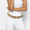 Fashnzfab Bold Open Rectangle Link Belt In Gold