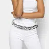 Fashnzfab Bold Open Rectangle Link Belt In Metallic